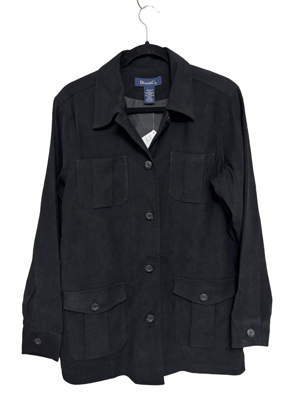 NEW Denim & Co. QVC Chore Jacket in Black - Size M
